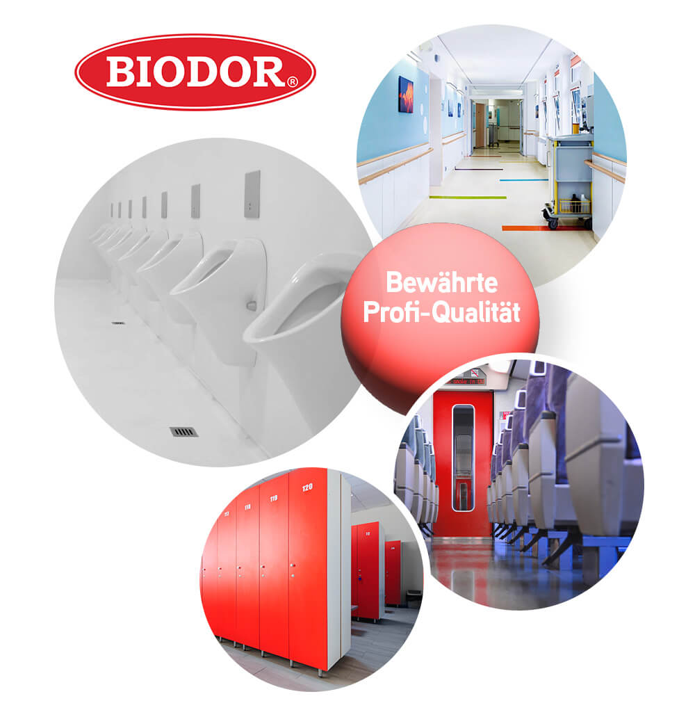 Anwendungsgebiete von Biodor Profi- Umkleide- Zug - Sanitärbereich - Krankenhaus - Parkhaus- Bewährte Profiqualität